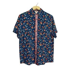 Matilda Jane Blue Strawberry Blueberry Print Button‎ Up Shirt Men's Size L